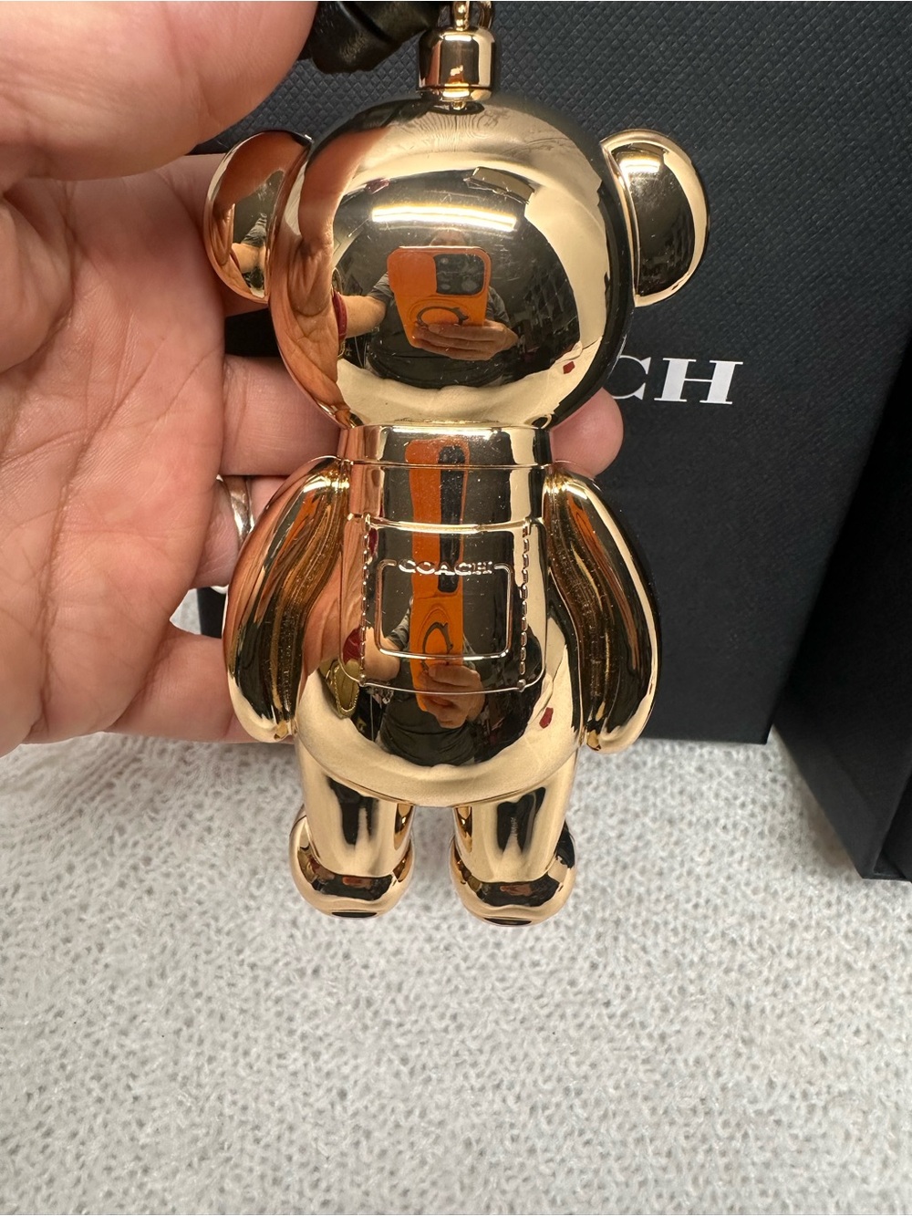 Coach Gold Bear Decorative Accent with Leather Strap - Picture 3 of 8